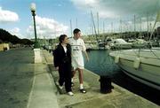 23 November 1999; Republic of Ireland U18 footballer Graham Barrett with his mother Marie near the team hotel, Les Lapins, at the Ta'Xbiex Yacht Marina in Malta. Photo by David Maher/Sportsfile