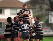 25 March 2000; Graham Heaslip of Wanderers wins possession in the line-out during the AIB All-Ireland League Division 2 match between Old Belvedere v Wanderers at Anglesea Road in Dublin. Photo by Ray McManus/Sportsfile