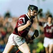 24 October 1999; Greg Baker of St Joseph's Doora/Barefield celebrates scoring his side's first goal  during the Clare County Senior Club Hurling Championship Final match between Sixmilebridge and St Joseph's Doora Barefield at at Hennessy Park, Miltown Malbay, Clare. Photo by Damien Eagers/Sportsfile