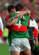 26 September 1999; Conor Moran and John Brogan, 4, of Mayo console each other after the All-Ireland Minor Football Championship Final match between Down and Mayo at Croke Park in Dublin. Photo by Matt Browne/Sportsfile