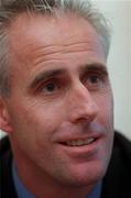 10 February 2000; Republic of Ireland maanger Mick McCarthy speaking to the media after the International Friendly match between Republic of Ireland v Paraguay at Lansdowne Road in Dublin. Photo by David Maher/Sportsfile