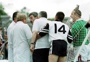 27 June 1999; Referee Paddy Russell, third from left, in conversation with his umpires before awarding Sligo a third goal as Paul Taylor of Sligo and Galway goalkeeper Martin McNamara look on during the Bank of Ireland Connacht Senior Football Championship Semi-Final match between Sligo and Galway at Markievicz Park in Sligo. Photo by Ray Lohan/Sportsfile