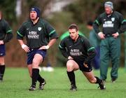 15 March 2000; Justin Fitzpatrick, left, and Rob Henderson during Ireland Rugby squad training at Greystones Rugby Club in Wicklow. Photo by Damien Eagers/Sportsfile