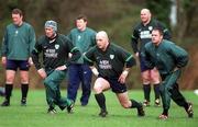 15 March 2000; Players, from left, Trevor Brennan, Keith Wood and David Humphreys during Ireland Rugby squad training at Greystones Rugby Club in Wicklow. Photo by Damien Eagers/Sportsfile