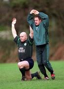 15 March 2000; Keith Wood, left, and David Humphreys during Ireland Rugby squad training at Greystones Rugby Club in Wicklow. Photo by Damien Eagers/Sportsfile