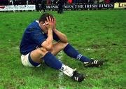 24 April 1999; Fergal Campion of St Mary's College dejected after the AIB All-Ireland League match between Garryowen and St Mary's College at Dooradoyle in Limerick. Photo by Matt Browne/Sportsfile