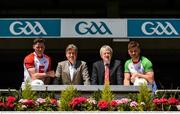 1 June 2016; Ard Stiúrthoir of the GAA Paraic Duffy, Monaghan footballer Conor McManus, left, Cork footballer Eoin Cadogan and Jon Florsheim, Managing Director of eir Consumer at a photcall as eir has today announced its intention to partner with the GAA until 2020 in what is a major sponsorship deal for both parties. The multi-million euro sponsorship will be supported by an advertising and communications campaign that is being developed to showcase how technology is positively impacting the game, players’ preparation, fans and communities involved. As the official telecommunications partner of the GAA, eir connects people, places and GAA fans across the country. Croke Park, Dublin. Photo by Sportsfile