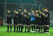 2 October 2007; Members of Shamrock Rovers hold a minutes round of applause, before the start of the game, for the two firemen who were tragically killed during the week. eircom League of Ireland Premier Division, Bray Wanderers v Shamrock Rovers, Carlisle grounds, Bray, Co. Wicklow. Picture credit; Paul Mohan / SPORTSFILE