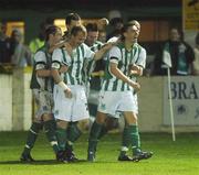 2 October 2007; Bray Wanderers' James O'Shea, right, celebrates after scoring his side's third goal with team-mates. eircom League of Ireland Premier Division, Bray Wanderers v Shamrock Rovers, Carlisle grounds, Bray, Co. Wicklow. Picture credit; Paul Mohan / SPORTSFILE *** Local Caption ***