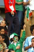 30 September 2007; A young fan sings along during 'Ireland's Call'. 2007 Rugby World Cup, Pool D, Ireland v Argentina, Parc des Princes, Paris, France. Picture credit; Brian Lawless / SPORTSFILE