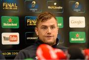 22 January 2015; Leinster's Jamie Heaslip during a press conference. Leinster Rugby Press Conference, Leinster Rugby HQ, UCD, Belfield, Dublin. Picture credit: Stephen McCarthy / SPORTSFILE