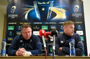 22 January 2015; Leinster head coach Matt O'Connor and Jamie Heaslip during a press conference. Leinster Rugby Press Conference, Leinster Rugby HQ, UCD, Belfield, Dublin. Picture credit: Stephen McCarthy / SPORTSFILE