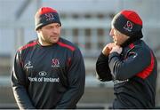 2 January 2015; Ulster's Rory Best and Ian Humphreys during their captain's run ahead of their side's Guinness PRO12, round 12, match against Leinster on Saturday. Kingspan Stadium, Ravenhill Park, Belfast, Co. Antrim. Picture credit: Oliver McVeigh / SPORTSFILE