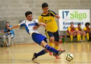 22 January 2015; Massod Mohammadi, Athlone Institute of Technology, in action against Yannis Malaoui, Griffith College Dublin, in the Quarter-Finals of the FAI Colleges National Futsal Finals. IT Sligo, Sligo. Photo by Sportsfile