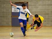 22 January 2015; Claudio Cantamessa, Athlone Institute of Technology, in action against Pierrick Archimbaud, Griffith College Dublin, in the Quarter-Finals of the FAI Colleges National Futsal Finals. IT Sligo, Sligo. Photo by Sportsfile