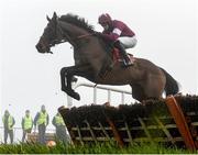 22 January 2015; Dedigout, with Bryan Cooper up, jumps the last on their way to winning the John Mulhern Galmoy Hurdle. Gowran Park, Gowran, Co. Kilkenny. Picture credit: Matt Browne / SPORTSFILE