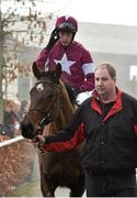 22 January 2015; Didigout, with Bryan Cooper up, is led into the winners enclosure after winning the John Mulhern Galmoy Hurdle. Gowran Park, Gowran, Co. Kilkenny. Picture credit: Matt Browne / SPORTSFILE