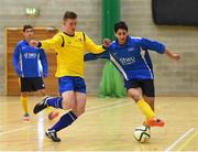 22 January 2015; Yannis Malaoui, Griffith College Dublin, in action against Ian Sinnott, Waterford IT, in the Semi-Finals of the FAI Colleges National Futsal Finals. IT Sligo, Sligo. Photo by Sportsfile