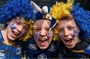 24 January 2015; Leinster supporters, from left, Stephen Ryan, aged 11, from Killester, Josh Tilly, aged 12, from Killester, and Sam Owens, aged 11, from Clontarf, at the game. European Rugby Champions Cup 2014/15, Pool 2, Round 6, Wasps v Leinster. Ricoh Arena, Coventry, England. Picture credit: Stephen McCarthy / SPORTSFILE