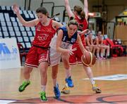 24 January 2015; Hollie Herlihy, Glanmire BC, in action against Anna Brennan, DCU Mercy. Basketball Ireland Women's U18 National Cup Final, DCU Mercy v Glanmire BC, National Basketball Arena, Tallaght, Dublin. Picture credit: Piaras O Midheach / SPORTSFILE