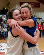 24 January 2015; Glanmire BC team-mates Sarah Kenny, left, and Hollie Herlihy celebrate after the game. Basketball Ireland Women's U18 National Cup Final, DCU Mercy v Glanmire BC, National Basketball Arena, Tallaght, Dublin. Picture credit: Piaras O Midheach / SPORTSFILE