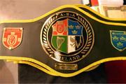 23 January 2015; Irish Amateur Boxing Association title belts. National Elite Boxing Championship Finals. National Stadium, Dublin. Picture credit: Cody Glenn / SPORTSFILE