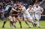 24 January 2015; Ben Jacobs, with the support of his Wasps team-mate James Gaskell, is tackled by Leinster players, from left, Eoin Reddan, Kane Douglas, Jordi Murphy and Marty Moore. European Rugby Champions Cup 2014/15, Pool 2, Round 6, Wasps v Leinster. Ricoh Arena, Coventry, England. Picture credit: Stephen McCarthy / SPORTSFILE