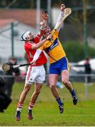 24 January 2015; Luke O'Farrell, Cork, in action against Cillian Duggan, Clare. Waterford Crystal Cup, Semi-Final, Cork v Clare, Mallow, Co. Cork. Picture credit: Diarmuid Greene / SPORTSFILE