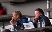 24 January 2015; Leinster head coach Matt O'Connor and forwards coach Leo Cullen, left, watch on during the game. European Rugby Champions Cup 2014/15, Pool 2, Round 6, Wasps v Leinster. Ricoh Arena, Coventry, England. Picture credit: Stephen McCarthy / SPORTSFILE