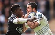 24 January 2015; Rob Kearney, Leinster, is tackled by Christian Wade, Wasps. European Rugby Champions Cup 2014/15, Pool 2, Round 6, Wasps v Leinster. Ricoh Arena, Coventry, England. Picture credit: Stephen McCarthy / SPORTSFILE
