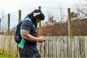 24 January 2015; Logovii Mulipola, Leicester Tigers, arrives ahead of the game. European Rugby Champions Cup 2014/15, Pool 3, Round 6, Ulster v Leicester Tigers, Kingspan Stadium, Ravenhill Park, Belfast, Co. Antrim. Picture credit: Ramsey Cardy / SPORTSFILE