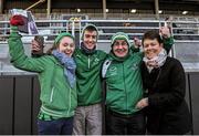 24 January 2015; The Gaughan family, from left, Rachel, Shane, father Peter and mother Catherine ahead of the game. European Rugby Champions Cup 2014/15, Pool 2, Round 6, La Rochelle v Connacht, Stade Marcel Deflandre, La Rochelle, France. Picture credit: Ray Ryan / SPORTSFILE