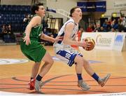 24 January 2015; Niall McKeown, Belfast Star, in action against Dominic Little, Moycullen BC. Basketball Ireland Men's U20 National Cup Final, Belfast Star v Moycullen BC, National Basketball Arena, Tallaght, Dublin. Picture credit: Piaras O Midheach / SPORTSFILE