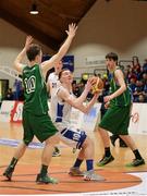 24 January 2015; Niall McKeown, Belfast Star, in action against Darragh Mulkerrins, Moycullen BC. Basketball Ireland Men's U20 National Cup Final, Belfast Star v Moycullen BC, National Basketball Arena, Tallaght, Dublin. Picture credit: Piaras O Midheach / SPORTSFILE