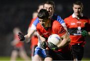 24 January 2015; Kevin Fulginati, UCC, in action against Gavin Nugent, Waterford. McGrath Cup Final, Waterford v UCC, Fraher Field, Dungarvan, Co. Waterford. Picture credit: Matt Browne / SPORTSFILE