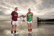 24 January 2015; Tracey Leonard, left,  Galway, and Fiona McHale, Mayo, attendance at the Tesco HomeGrown Ladies Football National League Connacht launch. Prominade, Salthill, Co. Galway. Photo by Sportsfile