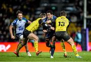 24 January 2015; Mils Muliaina, Connacht, is tackled by Charles Bouldoire and Eliot Roudil, La Rochelle. European Rugby Champions Cup 2014/15, Pool 2, Round 6, La Rochelle v Connacht, Stade Marcel Deflandre, La Rochelle, France. Picture credit: Ray Ryan / SPORTSFILE