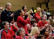 24 January 2015; DCU Mercy supporters cheer on their side during the game. Basketball Ireland Women's U18 National Cup Final, DCU Mercy v Glanmire BC, National Basketball Arena, Tallaght, Dublin. Picture credit: Piaras O Midheach / SPORTSFILE