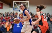 24 January 2015; Aine McKenna, Team Montenotte Hotel, in action against Aoibheann Byrne, Killester. Basketball Ireland Women's National Cup Final, Killester v Team Montenotte Hotel, National Basketball Arena, Tallaght, Dublin. Picture credit: Barry Cregg / SPORTSFILE