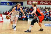 24 January 2015; Claire Rockall, Team Montenotte Hotel, in action against Aisling Sullivan, Killester. Basketball Ireland Women's National Cup Final, Killester v Team Montenotte Hotel, National Basketball Arena, Tallaght, Dublin. Picture credit: Barry Cregg / SPORTSFILE