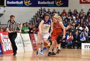 24 January 2015; NIamh Dwyer, Team Montenotte Hotel, in action against Aisling Sullivan, Killester. Basketball Ireland Women's National Cup Final, Killester v Team Montenotte Hotel, National Basketball Arena, Tallaght, Dublin. Picture credit: Barry Cregg / SPORTSFILE