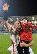 24 January 2015; Ulster's Rory Best with his son Ben after the game. European Rugby Champions Cup 2014/15, Pool 3, Round 6, Ulster v Leicester Tigers, Kingspan Stadium, Ravenhill Park, Belfast, Co. Antrim. Picture credit: Ramsey Cardy / SPORTSFILE