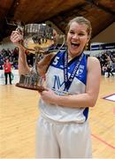 24 January 2015; Team Montenotte Hotel captain Claire Rockall with the cup after the game. Basketball Ireland Women's National Cup Final, Killester v Team Montenotte Hotel, National Basketball Arena, Tallaght, Dublin. Picture credit: Barry Cregg / SPORTSFILE