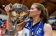 24 January 2015; Team Montenotte Hotel captain Claire Rockall kisses the cup after the game. Basketball Ireland Women's National Cup Final, Killester v Team Montenotte Hotel, National Basketball Arena, Tallaght, Dublin. Picture credit: Barry Cregg / SPORTSFILE