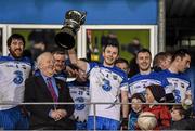 24 January 2015; Waterford captain Thomas O'Gorman lifts the cup. McGrath Cup Final, Waterford v UCC, Fraher Field, Dungarvan, Co. Waterford. Picture credit: Matt Browne / SPORTSFILE