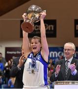 24 January 2015; Team Montenotte Hotel captain Claire Rockall lifts the cup after the game. Basketball Ireland Women's National Cup Final, Killester v Team Montenotte Hotel, National Basketball Arena, Tallaght, Dublin. Picture credit: Barry Cregg / SPORTSFILE