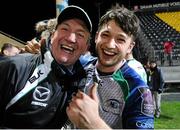 24 January 2015; Conor Finn, Connacht, is congratulated by his father Pat after the game. European Rugby Champions Cup 2014/15, Pool 2, Round 6, La Rochelle v Connacht, Stade Marcel Deflandre, La Rochelle, France. Picture credit: Ray Ryan / SPORTSFILE