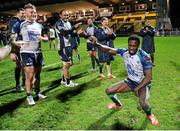 24 January 2015; Niyi Adeolokun, Connacht, celebrates after the game. European Rugby Champions Cup 2014/15, Pool 2, Round 6, La Rochelle v Connacht, Stade Marcel Deflandre, La Rochelle, France. Picture credit: Ray Ryan / SPORTSFILE