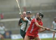 7 October 2007; Aisling Thompson, Cork, in action against Meadbh de Nais, Limerick. Gala All-Ireland Senior B Camogie Championship Final Replay, Cork v Limerick, Páirc Uí Rinn, Co. Cork. Picture credit: Ray Lohan / SPORTSFILE