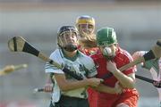 7 October 2007; Lucy Hawkes, Cork, in action against Claire Mulcahy, Limerick. Gala All-Ireland Senior B Camogie Championship Final Replay, Cork v Limerick, Páirc Uí Rinn, Co. Cork. Picture credit: Ray Lohan / SPORTSFILE